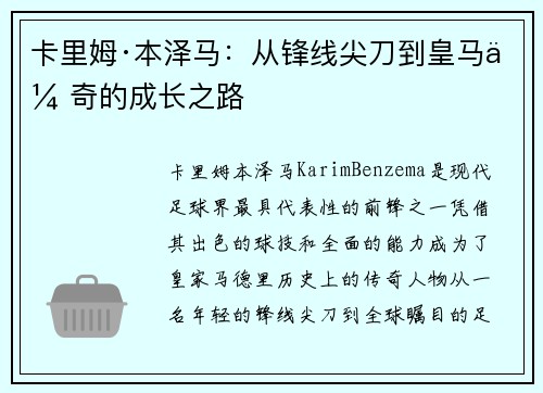 卡里姆·本泽马：从锋线尖刀到皇马传奇的成长之路